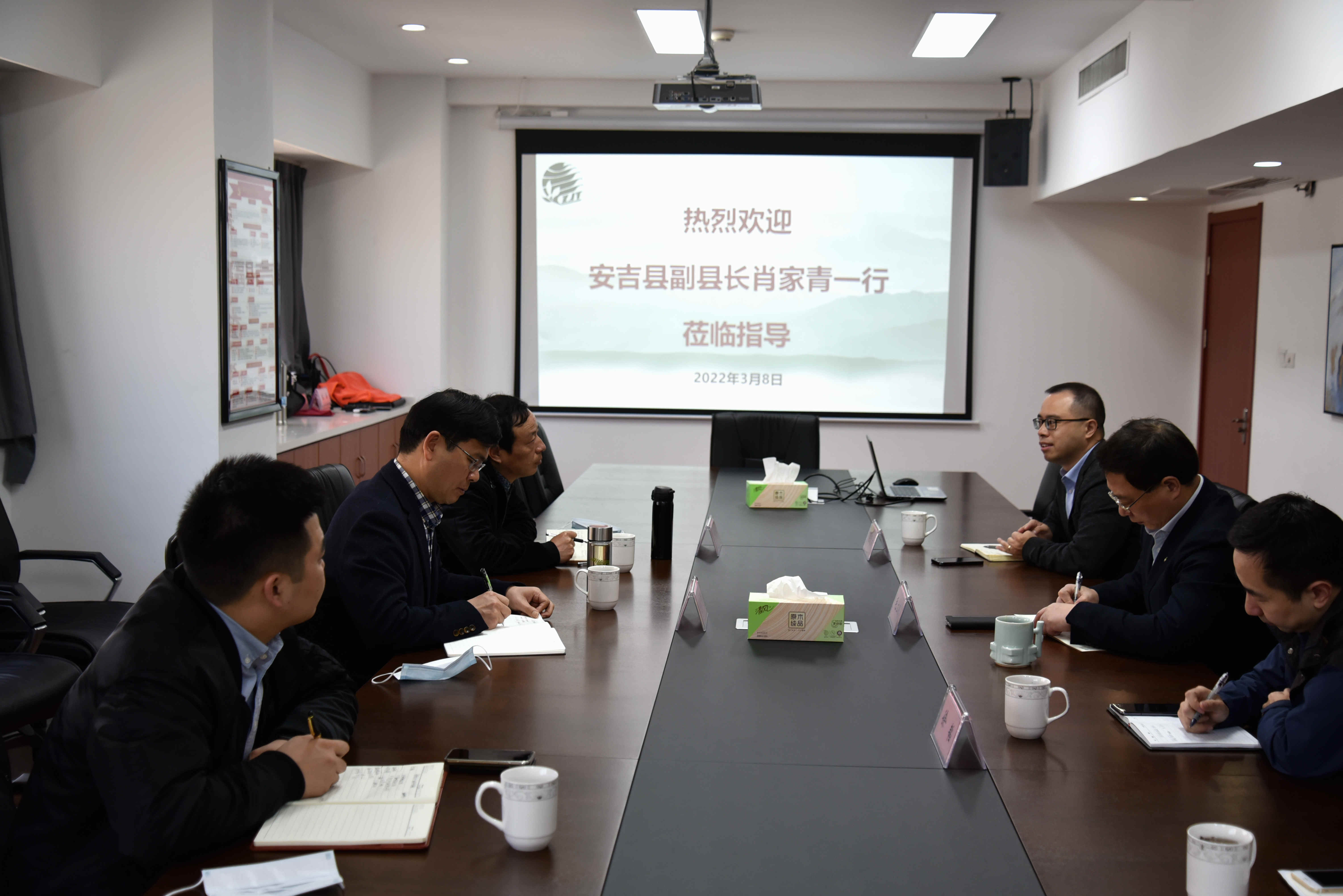 安吉县副县长肖家青一行到访6686体育(中国)官方网站商议“白叶一号”茶苗帮扶事宜